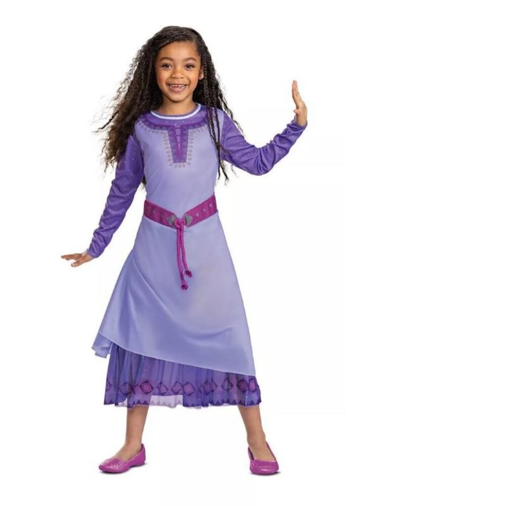 Wish Asha Halloween Costume 4/6 Purple Long Sleeve Dress Princess Girls Disney